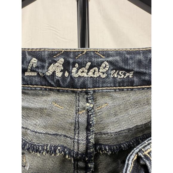 LA Idol USA Women’s Jeans Embellished Flap Pockets Blue Stitching Sz 5 EUC - Picture 13 of 16